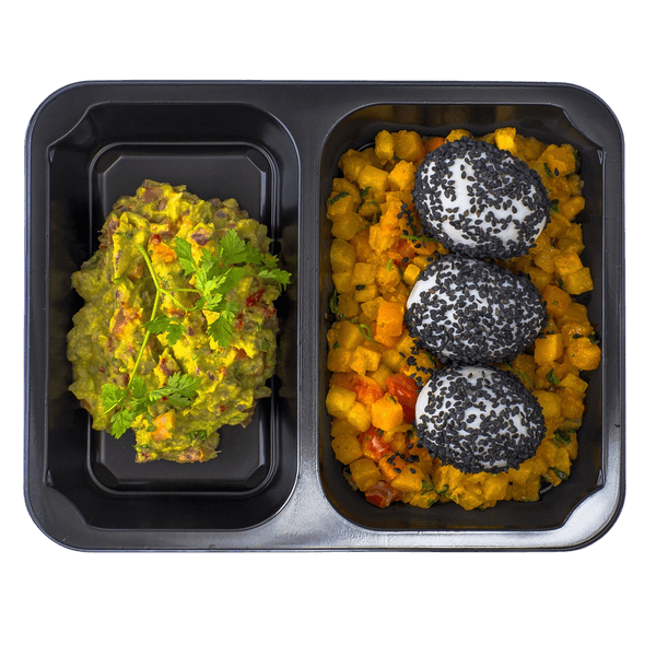 Pečená šťouchaná dýně s vejcem a guacamole